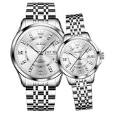 OLEVS 3620Q Classic Diamond Quartz Couple Watches Set