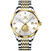 OLEVS 6696 3D Sailboat Mechanical Steel Watch for Men