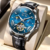 OLEVS 7103 Open Heart Leather Automatic Watch For Men