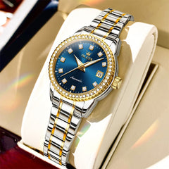 OLEVS 7003N Diamond Bezel Date Mechanical Watch for Women