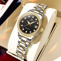 OLEVS 7003N Diamond Bezel Date Mechanical Watch for Women