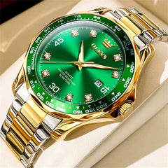 OLEVS 9988 Luxury Green Dial Quartz Dress Watch for Men
