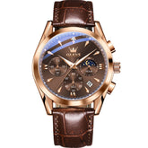 OLEVS 3609 Multifunction Leather Quartz Watch for Men