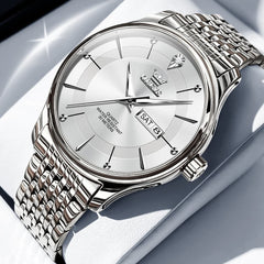 OLEVS 9908 Diamond Accent Day Date Quartz Watch for Men
