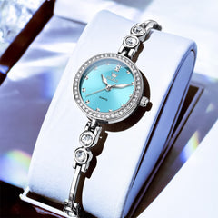OLEVS 5670 Crystal Bracelet Watch Dainty Bangle Zircon Bezel Quartz Jewelry Timepiece for Women