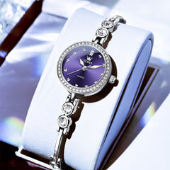 OLEVS 5670 Crystal Bracelet Watch Dainty Bangle Zircon Bezel Quartz Jewelry Timepiece for Women
