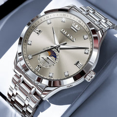 OLEVS 7041 Solid Steel Moon Phase Automatic Watch For Men