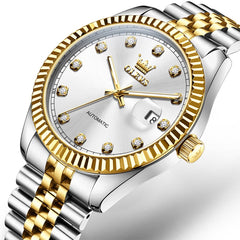 OLEVS 6743 Fluted Bezel Diamond Mechanical Watch for Men