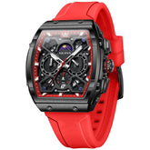 OLEVS 2942 Tonneau Silicone Sports Quartz Watch for Men