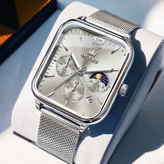 OLEVS 9914 Square Case Moon Phase Chronograph Watch for Men