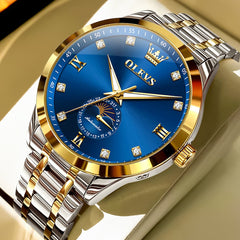 OLEVS 7041 Solid Steel Moon Phase Automatic Watch For Men