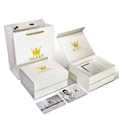 OLEVS Premium Textured White Flip-Top Watch Gift Box