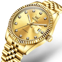 OLEVS 6743 Fluted Bezel Diamond Mechanical Watch for Men
