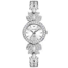OLEVS 5887 Bow Knot Diamond Bracelet Watch Silver Zirconia Quartz Jewelry Timepiece for Women