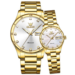 OLEVS 7030 Automatic Mechanical Couples Watch Set