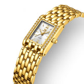 OLEVS 3700 Petite Rectangle Crystal Womens Watch Stainless Steel