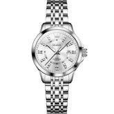 OLEVS 3620 Classic Diamond Quartz Steel Watch for Women