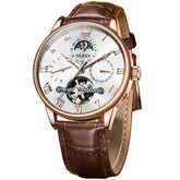 OLEVS 7009 Sun and Moon Skeleton Mechanical Watch for Men