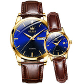 OLEVS 6629 Minimalist Mechanical Couple Watches Set