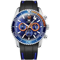 OLEVS 9916 Silicone Strap Moon Phase Chronograph Watch for Men