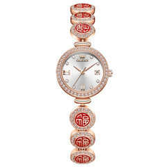 OLEVS Women Lucky Charm Watch Petite Diamond Bracelet Date Quartz 5630