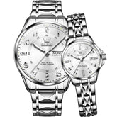 OLEVS 2910 Diamond Day Date Couples Watch Set Men Women