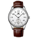OLEVS 3662 Vintage Sub-Dial Leather Quartz Watch for Men