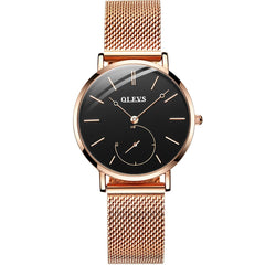 OLEVS 5190 Ultra Thin Sub Dial Quartz Watch for Women