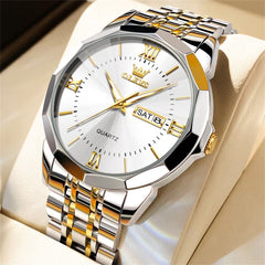 OLEVS 9989 Diamond Cut Glass Couple Dress Watch for Men and Women