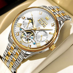 OLEVS 7023 Skeleton Moon Phase Automatic Watch for Men