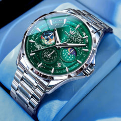 OLEVS Starry Sky Moon Phase Watch for Men Stainless Steel 5538