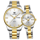 OLEVS 3621Q Minimalist Diamond Quartz Couple Watches Set