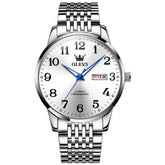 OLEVS 6666 Stainless Steel Mechanical Big Numeral Watch for Men