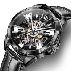 OLEVS 7051 Skeleton Racing Mechanical Watch For Men