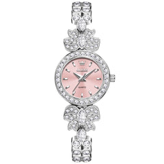 OLEVS 5887 Bow Knot Diamond Bracelet Watch Silver Zirconia Quartz Jewelry Timepiece for Women