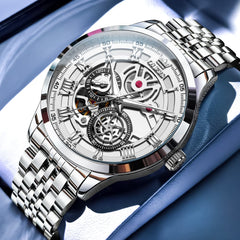 OLEVS 7076 Double Open Heart Automatic Watch For Men