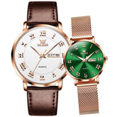 OLEVS 2920 Day Date Quartz Couples Watch Set Men Women