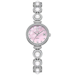 OLEVS Women Pearl Bracelet Watch Diamond Mother of Pearl Date Quartz 5635