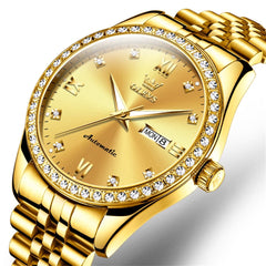 OLEVS 7012 Roman Numerals Diamond Bezel Mechanical Watch for Men
