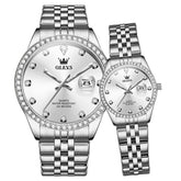 OLEVS 3629Q Diamond Bezel Quartz Couple Watches Set