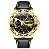OLEVS 1110 Rugged Dual Display Leather Sport Watch for Men