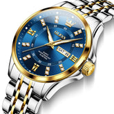 OLEVS 3620 Classic Diamond Quartz Steel Watch for Men
