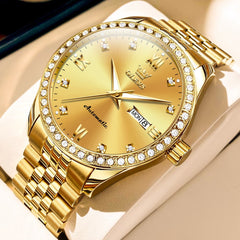 OLEVS 7012 Roman Numerals Diamond Bezel Mechanical Watch for Men