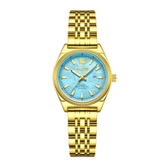 OLEVS 3703 Elegant Textured Dial Stainless Steel Womens Watch
