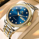 OLEVS 7003 Diamond Bezel Day Date Mechanical Watch for Men