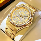 OLEVS Iced Out Diamond Octagonal Automatic Mechanical Watch 9803 for Men