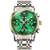 OLEVS 6633 Stainless Steel Mechanical Moon Phase Watch for Men