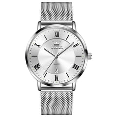 OLEVS Men Milanese Mesh Watch Ultra Slim Stainless Steel Date Quartz 5623