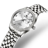 OLEVS 3629NN Diamond Bezel Quartz Steel Watch for Women