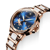 OLEVS 6610 Automatic Mechanical Ceramic Dragonfly Watch for Women